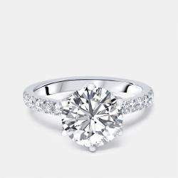 Pre Owned 3.5 cts Round Lab Grown Diamonds 18k White Gold Ring Size 51
