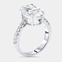 Pre Owned 4.1 cts Oval. Round Lab Grown Diamonds 18k White Gold Ring Size 51
