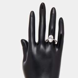 Pre Owned 4.1 cts Oval. Round Lab Grown Diamonds 18k White Gold Ring Size 51