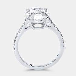 Pre Owned 4.1 cts Oval. Round Lab Grown Diamonds 18k White Gold Ring Size 51