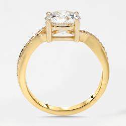 Pre Owned 2.2 cts Round Lab Grown Diamonds 18k Yellow Gold Ring Size 51