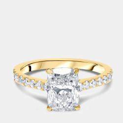 Pre Owned 2.3 cts Radiant, Round Lab Grown Diamonds 18k Yellow Gold Ring Size 51