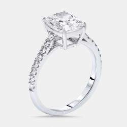 Pre Owned 2.3 cts Cushion, Round Lab Grown Diamonds 18k White Gold Ring Size 51