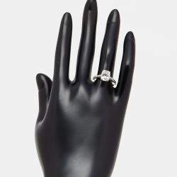 Pre Owned 2.3 cts Cushion, Round Lab Grown Diamonds 18k White Gold Ring Size 51