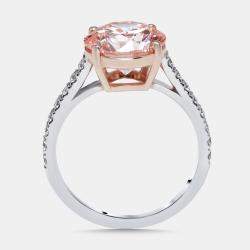 Pre Owned 3.3 cts Pink Round Lab Grown Diamonds 18k Two Tone Gold Ring Size 51