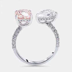 Pre Owned 4.3 cts Pink Cushion, Pear, Round Lab Grown Diamonds 18k White Gold Ring Size 51
