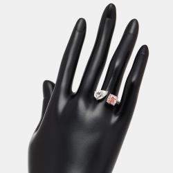 Pre Owned 4.3 cts Pink Cushion, Pear, Round Lab Grown Diamonds 18k White Gold Ring Size 51