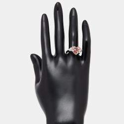 Pre Owned 5.5 cts Pink Heart, Trillion Lab Grown Diamonds 18k White Gold Ring Size 52