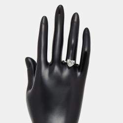 Pre Owned 3 cts Heart Lab Grown Diamonds 18k White Gold Ring Size 52