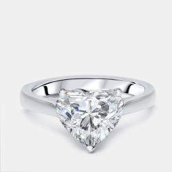 Pre Owned 3 cts Heart Lab Grown Diamonds 18k White Gold Ring Size 52