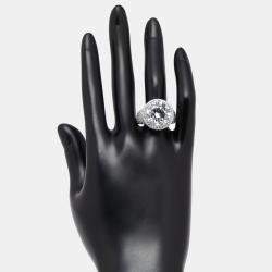 مملوكة مسبقًا 13 cts Round Lab Grown Diamonds 18k White Gold Ring Size 52