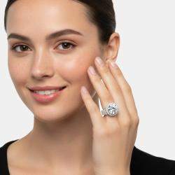 Pre Owned 13 cts Round Lab Grown Diamonds 18k White Gold Ring Size 52