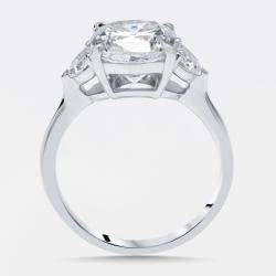 Pre Owned 3.5 cts Cushion, Halfmoon Lab Grown Diamonds 18k White Gold Ring Size 52