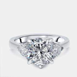 Pre Owned 3.5 cts Cushion, Halfmoon Lab Grown Diamonds 18k White Gold Ring Size 52
