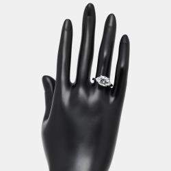 Pre Owned 3.5 cts Cushion, Halfmoon Lab Grown Diamonds 18k White Gold Ring Size 52