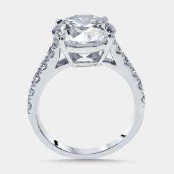 Pre Owned 5.5 cts Round Lab Grown Diamonds 18k White Gold Ring Size 52