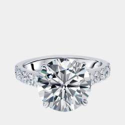 Pre Owned 5.5 cts Round Lab Grown Diamonds 18k White Gold Ring Size 52