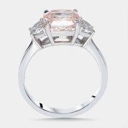 Pre Owned 3.5 cts Pink Cushion, Halfmoon Lab Grown Diamonds 18k White Gold Ring Size 52