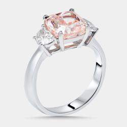 Pre Owned 3.5 cts Pink Cushion, Halfmoon Lab Grown Diamonds 18k White Gold Ring Size 52