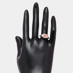 Pre Owned 3.5 cts Pink Cushion, Halfmoon Lab Grown Diamonds 18k White Gold Ring Size 52