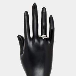 Pre Owned 2.4 cts Heart, Round Lab Grown Diamonds 18k White Gold Ring Size 52