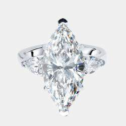 Pre Owned 5.5 cts Marquise, Pear Lab Grown Diamonds 18k White Gold Ring Size 52