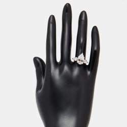 Pre Owned 4.5 cts Pear Lab Grown Diamonds 18k White Gold Ring Size 52