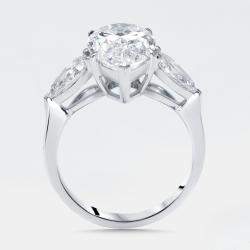 Pre Owned 4.5 cts Pear Lab Grown Diamonds 18k White Gold Ring Size 52