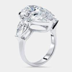 Pre Owned 4.5 cts Pear Lab Grown Diamonds 18k White Gold Ring Size 52