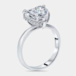 Pre Owned 3.1 cts Heart, Round Lab Grown Diamonds 18k White Gold Ring Size 52