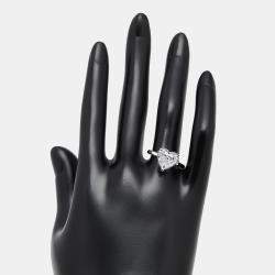 Pre Owned 3.1 cts Heart, Round Lab Grown Diamonds 18k White Gold Ring Size 52