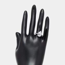 Pre Owned 4 cts Pear, Round Lab Grown Diamonds 18k White Gold Ring Size 52
