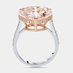 Pre Owned 9.5 cts Pink Heart, Round Lab Grown Diamonds 18k Two Tone Gold Ring Size 52