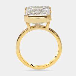Pre Owned 10 cts Emerald Cut Lab Grown Diamonds 18k Yellow Gold Ring Size 52
