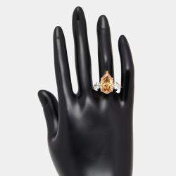 Pre Owned 13 cts Pear Lab Grown Diamonds 18k Two Tone Gold Ring Size 52