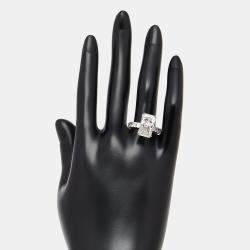 Pre Owned 6.4 cts Radiant, Round Lab Grown Diamonds 18k White Gold Ring Size 52