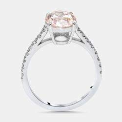 Pre Owned 2.3 cts Pink Oval, Round Lab Grown Diamonds 18k White Gold Ring Size 52