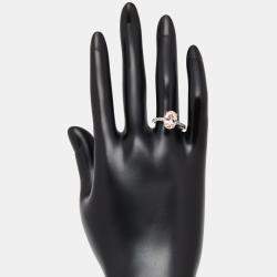 Pre Owned 2.3 cts Pink Oval, Round Lab Grown Diamonds 18k White Gold Ring Size 52