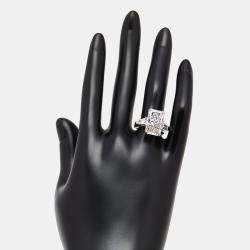 Pre Owned 7.8 cts Radiant, Trapezoid Lab Grown Diamonds 18k White Gold Ring Size 52