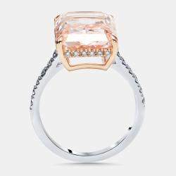 Pre Owned 10.5 cts Pink Radiant, Round Lab Grown Diamonds 18k Two Tone Gold Ring Size 52