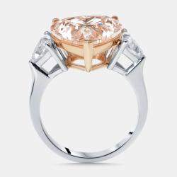 Pre Owned 6.5 cts Pink Heart, Trillion Lab Grown Diamonds 18k Two Tone Gold Ring Size 52