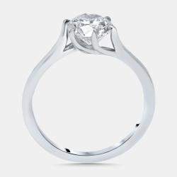 Pre Owned 1.00 cts Round Lab Grown Diamonds 18k White Gold Ring Size 52
