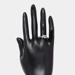 مملوكة مسبقًا خاتم ألماس مُنتَج في المختبر بوزن 0.89 قيراط قطع كمثري من الذهب الوردي عيار 18 بحجم 52.