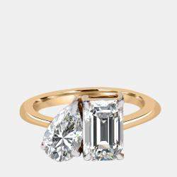 مملوكة مسبقًا خاتم ألماس مُنتَج في المختبر بوزن 0.89 قيراط قطع كمثري من الذهب الوردي عيار 18 بحجم 52.