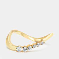 Pre Owned 0.35 cts Round Lab Grown Diamonds 18k Yellow Gold Ring Size 52