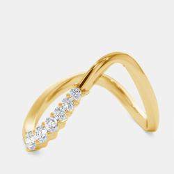 Pre Owned 0.35 cts Round Lab Grown Diamonds 18k Yellow Gold Ring Size 52