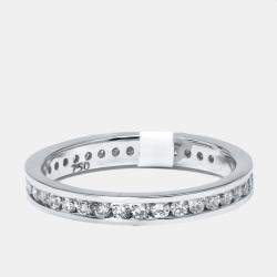 Pre Owned 0.63 cts Round Lab Grown Diamonds 18k White Gold Ring Size 52
