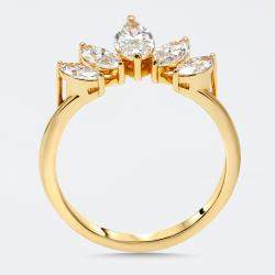 Pre Owned 1 cts Marquise Lab Grown Diamonds 18k Yellow Gold Ring Size 52