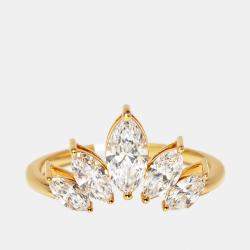 Pre Owned 1 cts Marquise Lab Grown Diamonds 18k Yellow Gold Ring Size 52