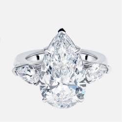 Pre Owned 7.3 cts Pear Lab Grown Diamonds 18k White Gold Ring Size 52